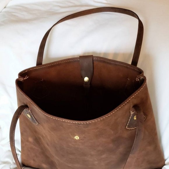 Brown Leather Handbag Tote with Tassel - Picture 4 of 4